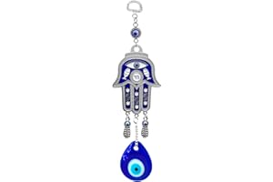 PEILI Turkish Blue Evil Eye Hamsa Hand Wall Hanging Decoration Ornament (Blue 02)