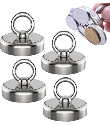 Neodym Bergemagnet - Neodym Magnet zum Angeln - 48 mm – Zugkraft 80 KG Stark - Fishing Angelmagnet – Topfmagnet Flachgreifer zum Magnet Fischen