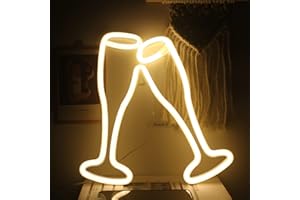 ineonlife Verre à vin Enseignes au néon Bière Acclamations Led Neon Light 11" X 11" Jaune Gobelet Néon Bar Signe pour Mur Cocktail Néon Décoratif pour Chambre Bar Restaurant Discothèque Magasin