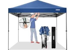 COBIZI 3x3m Gazebo da Giardino Pieghevole Impermeabile Mercato Pop up Tenda Protezione UV 50+ Esterno Tendone con Borsa per Trasporto, Picchetti e Corde, Blu.