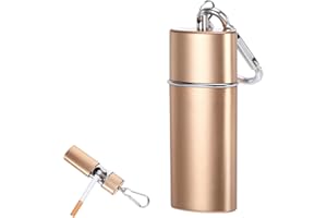 JEQQINUZ Aschenbecher für Unterwegs Taschen Taschenaschenbecher Geruchsdicht Reiseaschenbecher für Hundespaziergang Wandern, Edelstahl Mit Deckel Gleiten 12.5 * 1CM(Gold)