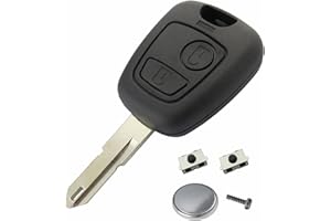 LMD Kit Coque Clé Télécommande pour Peugeot 106 206 206CC 206SW 306 207 406 avec Lame, vis, 2 Boutons Switch et Pile