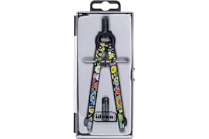 Idena 20167 - Compass Style Comic con rueda central, brújula de ajuste rápido en estuche, incl. dos minas de repuesto en lata