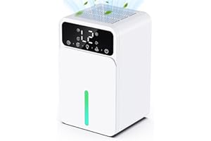 SENTICUM Deshumidificateur d air1500ML, Déshumidificateur d air Electrique avec 12H de Minuterie, 7 Lumières de Couleur, Dégivrage Automatique, Arrêt Automatique, pour la Maison, Bain, Chambre, Blanc