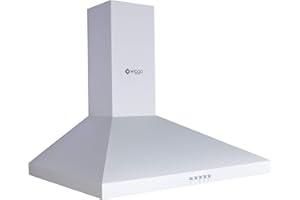 Wiggo Cappa aspirante 60 cm, cappa da parete per scarico o ricircolo, uscita 300 m³/h, con illuminazione LED e 3 livelli di potenza, da parete con filtro antigrasso e 2 filtri a carbone, bianco