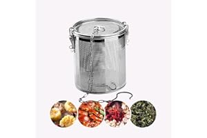 CHYUAN Edelstahl-Gewürzfilter, Edelstahl 304 Teefilter, Teefilter-Kugelfilter mit Tragekette und Haken, geeignet für alle Arten von Tassen Teekannen Kannen（1 Stück 8 * 9cm）