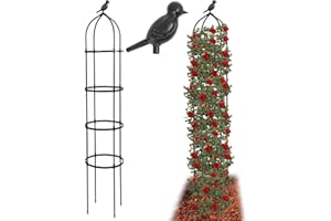 LYFETC 175cm Obelisk Trellis for Climbing Plants,Heighten Metal Garden Trellis,Plant Support for Climbing Vines,Flowers Stands,Thickened Tube Black Plant Tower,Rustproof Garden Obelisk for Outdoor Indoor
