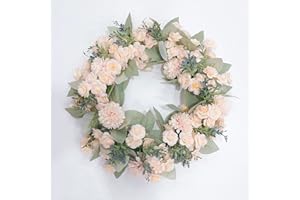 HAOSHICS Ghirlanda di fiori artificiali da appendere, ghirlanda finta per porta d'ingresso, ghirlanda artificiale per porta, matrimonio, festa, casa, parete, decorazione per finestre (rosa champagne)