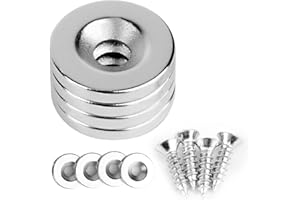 ‎MIN CI MIN CI 18x3mm Neodym Magnete mit Loch M5, Extra Starke Magnete Groß Magnet Schraubbar 4 Stück Senkkopf zum Anschrauben Hängende Werkzeuge Craft Magnet Schrauben Topfmagnet Küchenschrank