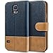 Produktbild BEZ® Hülle für Samsung Galaxy S5 Handyhülle, Handytasche Schutzhülle Kompatibel für Samsung Galaxy S5 / S5 Neo Hülle, Tasche [Stoff und PU Leder] mit Kreditkartenhaltern - Blau Marine