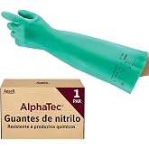 Ansell AlphaTec 37-185 Waterproof Nitrile Gloves, Multi-Purpose Work Gloves, Cleaning, Kitchen, Chemical, Home Safety, Latex