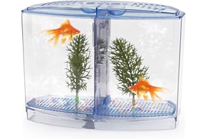 SOONHUA Tanque de acuario Betta Acrílico transparente con planta verde artificial de plástico para peces tropicales pequeños, peces ornamentales, peces Betta