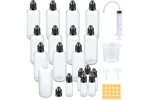 Nenull - Juego de 18 frascos para e-líquidos, 12 x 100 ml, botellas de plástico, 6 x 10 ml, frascos vacíos, cuentagotas, graduados con embudo y vaso graduado para bricolaje