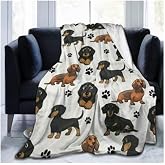 Chickwin Cuddly Fluffy Blanket 150 x 220 cm Flannel Fleece Blanket Dachshund Blanket Fluffy Blanket Soft and Warm as Sofa Blanket Couch Blanket Bedspread