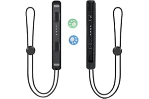Yeerain 1 Coppia Controller Switch da Polso, Sostituzione per le Cinghie del Controller con 2 Tappi per Impugnatura a Pollice, Cinturini da Polso Elastico Regolabile per Controller Switch-Nero