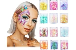 YINVA Glitzer Gesicht 12 Stück Glitzer Basteln Body Glitter Glitzer Schminke für Gesicht Nägel Augen Haare Musik Festival Masquerade Halloween Party DIY Design
