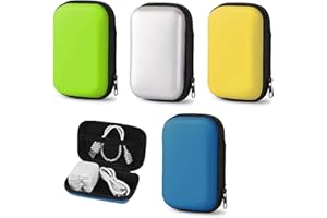 VIQIHEOE Spielkarten Box, 4 Stück Spielkarten Etui, Kartenspiel Tasche, Kartenspiel Box Bluetooth Kopfhörer Tasche, Aufbewahrungsbox Karten, für Kartenspiele, Datenkabeln(Gelb, Grün, Silber, Dunkelblau)