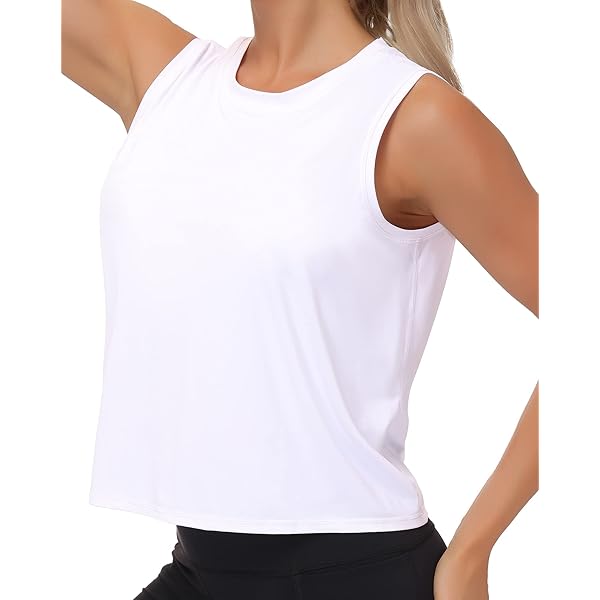 Canottiera Crop Top Lucido Da Donna, Racerback, Taglio Basso – Perfetto Per Yoga E Allenamento
