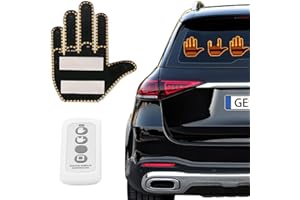 Gehanico Finger Gesture Light with Remote 2023 New Middle Finger Light LED Car Back Window Sign Hand Funny Car Gadgets & Road Rage Signs Halloween Gifts Decor for Men Women, Schwarz