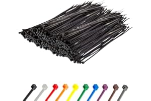 Gocableties Black Cable Ties, 300mm x 3.6mm, Bulk Pack of 1000, 12” Premium Nylon Zip Ties, Multi-Purpose Plastic Tie Wraps, Secure Self-Locking Mechanism, for Home, Garden, Office and DIY