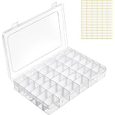 Vicloon Bead Organizer Box, Jewelry Organizer Tool Container with 1 Sheets of Stickers, 36 Compartments Adjustable Plastic St
