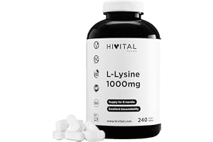 L-Lysin 1000 mg. 240 veganska tabletter för 8 månaders behandling. | Rent Lysin från vegetabilisk fermentering. Essentiell aminosyra baserad på L-Lysinhydroklorid. Tillverkad av HIVITAL.