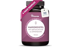 ‎VITAVEA BIEN-ETRE Mariendistel Artischocke Löwenzahn & Desmodium Kapseln - 4-fach Komplex - Vegan, Laborgeprüft, ohne unerwünschte Zusätze - 90 Kapseln - Vitavea