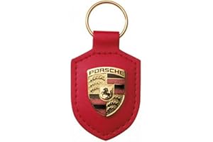 Porsche Schlüsselanhänger 'Wappen', Echtleder, Rot - WAP0500920E