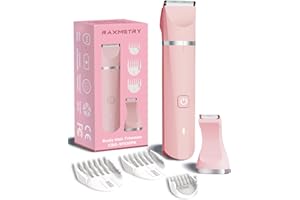 RAXMETRY Intimrasierer Für Frauen, Elektrischer Trimmer Damen Intimbereich, Damenrasierer Intimrasierer, Rasierer Damen Intimbereich, Aufladbar,Wasserdicht für nass und trocken, Rosa
