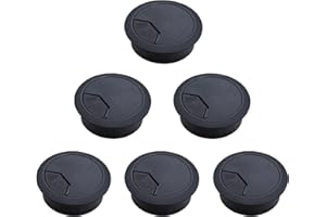 LINAERSHAO 6 Pezzi Passacavi Scrivania Nero,Passacavo per Scrivania,Tappo Passa Cavi e Fili,Passacavi per Scrivania,Passacavi Rotondo,per La Disposizione dei Fili,per Scrivanie,Ufficio,Casa,Ø 60mm