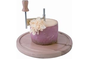 Cortadora de queso APS con tapa, Ø 22cm, H: 15cm, madera de haya, acero inoxidable, corta en rodajas finísimas los floretes de quesos duros como el Tête de Moine