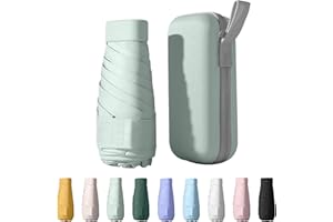 WYDEXINT Mini paraguas de viaje, paraguas de viaje, mini paraguas de 6 costillas, pequeño paraguas UV, plegable con caja de cápsulas, resistente al agua de viaje y al viento para hombres y mujeres