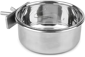 HYPEETY Stainless Steel Food Water Bowl For Pet Bird Crates Cages Coop Dog Cat Parrot Bird Rabbit Pet (Medium:12cm*5.5cm,4.72 * 2.16inch)
