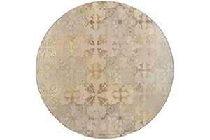 Creative Tops Cork-Backed Round Placemats Set of 4, 29cm , Table Mats with Printed Gold Impressions Design Coasters, Gold / Grey