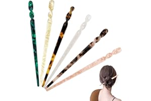 CJMUQHEHH Baguettes À Cheveux (6 Pièces), Vintage Bâtons À Cheveux Pour Chignons Épingles, En écaille de tortue avec baguettes, Motif léopard, Style vintage, Longue épingle à cheveux chinoise pour femme