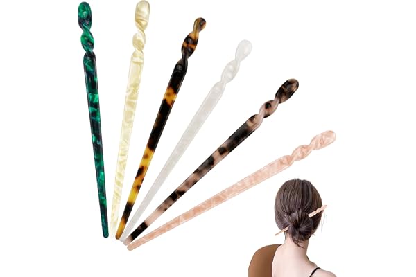 Baguettes À Cheveux (6 Pièces), Vintage Bâtons À Cheveux Pour Chignons Épingles, En écaille de tortue avec baguettes, Motif léopard, Style vintage, Longue épingle à cheveux chinoise pour femme