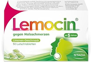 ‎LEMOCIN Lemocin Halsschmerztabletten -Lutschtabletten mit Limonengeschmack für Erwachsene und Kinder ab 5 Jahren- bei Beschwerden im Hals- und Rachenraum schmerzstillend & entzündungshemmend - 1 x 50 Stück