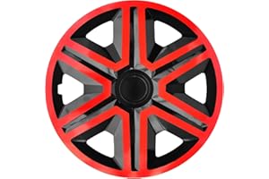Ohmtronixx Action Radkappen 14 Zoll 4er Set, schwarz/rot, Radzierblenden aus ABS Kunststoff