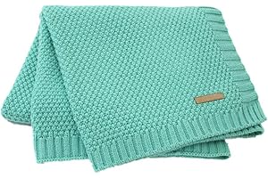 Odot Manta de Punto para Bebé Recién Nacido, Suave y Cálida Punto de Crochet Cobija Toalla de Cama Niños Swaddle para Bebe Cuna, Cochecito y Silla de Paseo (80x100cm,Verde)