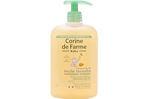 Corine de Farme, Huile Lavante Nourrissante 500ml pour Bébé, Extrait de Calendula, Hypoallergénique, Nettoyage Doux pour Peau Sèche à Très Sèche, Convient aux Cheveux, 97% Ingrédients Naturels