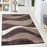 Alfombra De Diseño Moderna De Pelo Corto Ondular Color Marrón Beige , Grösse:160x220 cm
