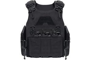 KeepDo Gilet Tactique Militaire Ajustable, Militaire Gilet Modulaire Porte Plaque Molle Tactical Gilet Molle Veste avec Sangle Molle, Gilet Militaire Homme en Plein Air pour Airsoft