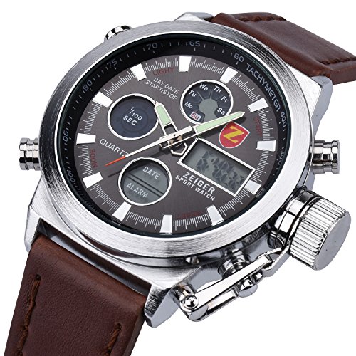 ZEIGER Militr Serie Herren Uhr Analog Digital Chronograph Alarm Zwei Zeitzonen Herren Armbanduhr W219 ZEIGER Militr Serie Herren Uhr Analog Digital Chronograph Alarm Zwei Zeitzonen Herren Armbanduhr W219
