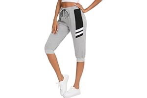 Terecey Pantaloni Sportivi Donna Estivi 3/4 Pantaloni Capri Donna Cotone Pantaloni Jogging con Tasche Pantaloni Tuta Donna Leggeri per Fitness Sport Yoga S-XXL
