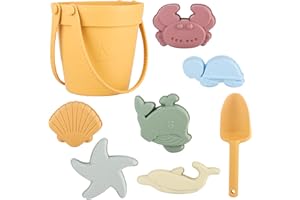 Foreverup Set de Juguetes para Playa de Silicona, 8 Piezas Cubo y moldes de Arena, para Niños y Bebes
