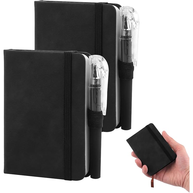 Itechpanda 2 Pack Pocket Notebook Mini Notebooks With Pen A7 Thick Hardcover Notebook Small Lined Journal Notepad For Students Office Diary Subject Writing Supplies, Pink And Blue: 0615653945761