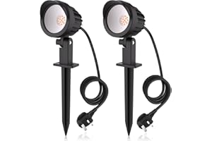 MEIKEE Garden Spot Lights 7W 500LM Outdoor Spike Lights led Lawn Light IP66 Waterproof Spot Light with UK Plug LED Landscape Lights Decorative Light for Patio Yard Pathway Warm White 2 Pack