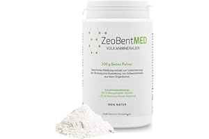 ‎ZEOBENTMED ZeoBent MED Detox-Pulver 200g, Zeolith-Bentonit, Medizinprodukt, Apothekenqualität, Vergleichssieger, Darmreinigung, Entgiftung von Schwermetallen, Entgiftungskur, Vulkanmineralien, Heilerde