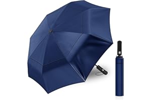 KNJOMZIE Parasol odporny na burzę, 62 cali, automatyczny składany parasol z podwójnym zadaszeniem, wiatroszczelny parasol golfowy dla mężczyzn i kobiet, duży parasol do golfa, w podróży i na co dzień