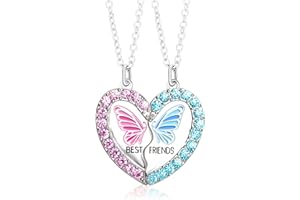 COSYSPARKS Beste Freunde Ketten,Magnetische Freundschaft Halsketten für 2 Mädchen Schwester Halskette passend Herz Schmetterling Anhänger BFF Halskette für Mädchen Graduation Geburtstag Weihnachtsgeschenke